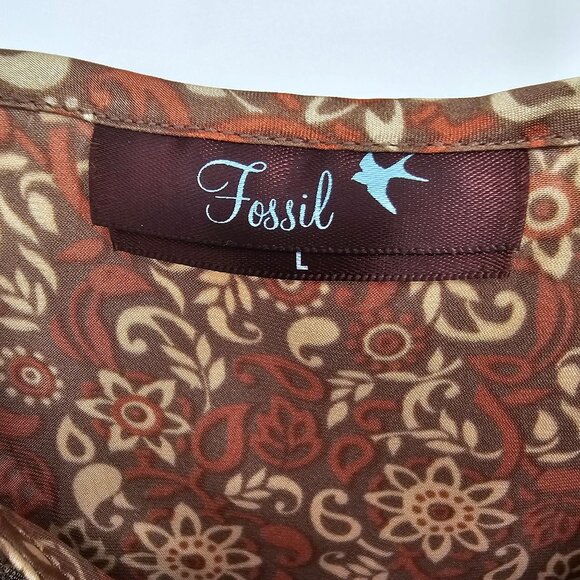 VTG Y2K Fossil Babydoll Floral Lace Trim Cami Top L Boho Satin Spaghetti Strap - Picture 4 of 11